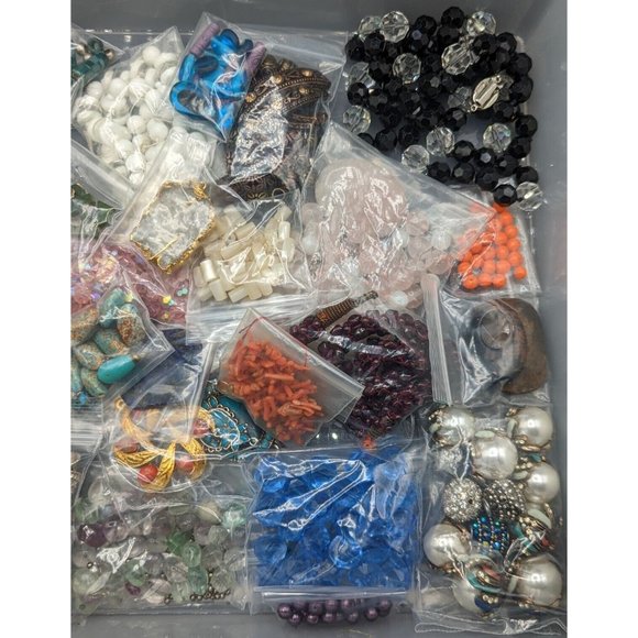 Huge Lot Loose Beads Crystal Stone Glass Many Vintage Jewelry Making Craft Lbs - Picture 4 of 9